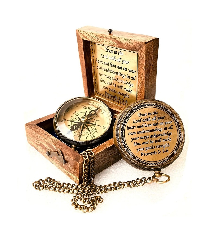 Trust in The Lord -Proverbs 3: 5-6 Quote Engraved Compass | Camping Compass I…