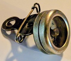 Vintage Marbles Compass, White Face Gladstone MI. Pin Back Brass, Hunting Hiking