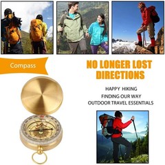 Brass Compass Outdoor Pocket Pocket Compass Compass Hiking Portable with Le…