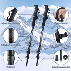 2X Adjustable Hiking Poles Aluminum Walking Sticks Lightweight Nordic Alpenstock