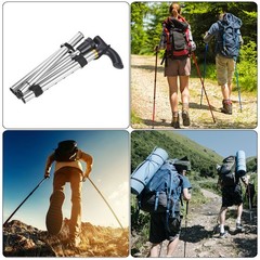 Trekking Poles, Collapsible Hiking Pole 33-37 Inch Folding Aluminum Alloy Silver