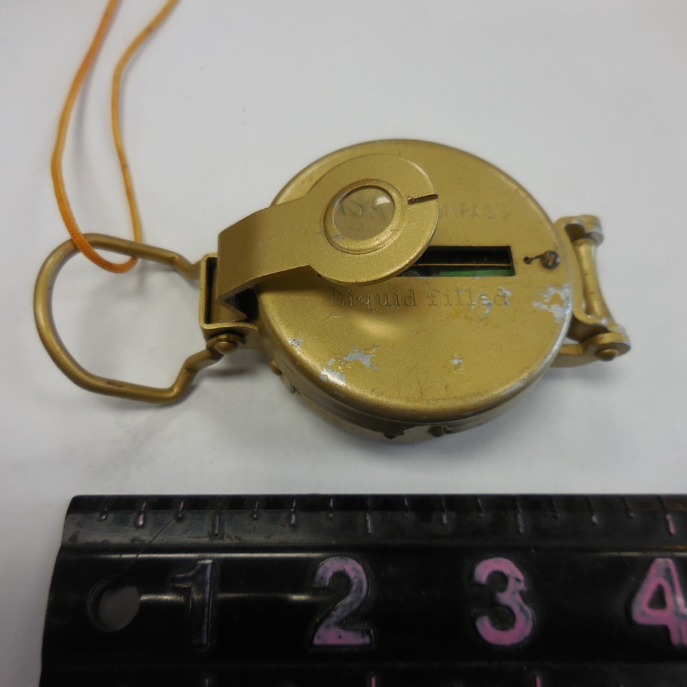 Vintage Lensatic Compass Liquid Filled Clip On–broken
