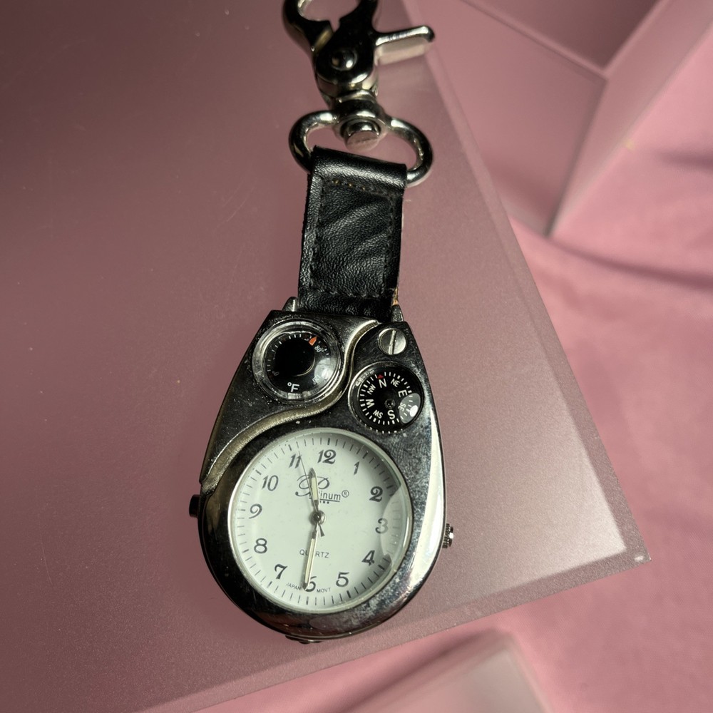 Compass Multifunctional Magnifying Lens Watch Temp & Clip Keychain