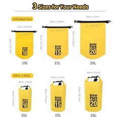 Dry Bag Waterproof for Women Men,Rolled Lightweight Dry Storage Bag 20L Yellow