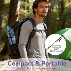 56.5in Collapsible Trekking Poles with Storage Bag, Lightweight Adjustable