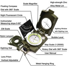 DETUCK Military Compass Metal Lensatic with Inclinometer, Night…