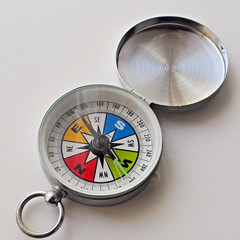 Vintage YCM Pocket Compass Made in Japan Working Needle Stopper Flip Lid Case