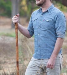 Wooden Walking Stick Hiking Trekking Wood Cane Poles Hand Staff Carved Wolf 55″