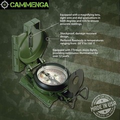 Cammenga Compass Military Grade Phosphorescent Lensatic Compass Shock, Sand,…