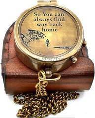 So You Can Brass Pocket Compass With Buckle Leather Pouch Way Back Engraved Gift