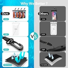 4 Pack Waterproof Phone Pouch – Universal Water Proof Black+Blue+Green+Pink