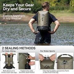 Floating Roll Top Dry Bag, Flexible Lightweight TPU Waterproof 30L Green