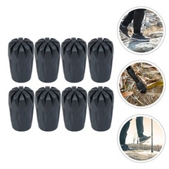 8Pcs Durable Rubber Crutch Foot Covers for Hiking Trekking Outdoor Use Black