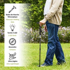 Bâton de randonnée éclairant Illuminated Walking Stick, Black, 67 cm