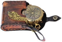 Antique Pocket Compass for Hiking & Camping – Engraved Nautical Navigation Tool