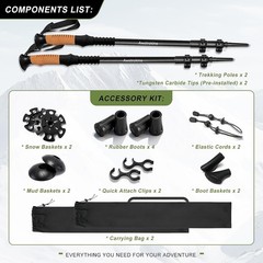100% Carbon Fiber Hiking Trekking Poles Ultra Strong Carbon Hiking Sticks