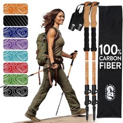 Lightweight Carbon Fiber Trekking Poles – Collapsible Hiking Sticks with Cork Gr
