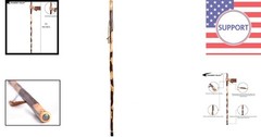 Handcrafted 55 Inch Nature Wood Hiking Stick with Comfortable Hand Strap