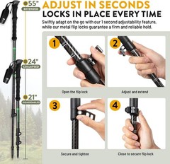 100% Carbon Fiber Adjustable Trekking Poles – Comfort Cork & EVA Foam Grips
