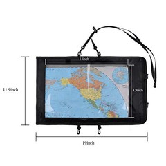 Map Case, Waterproof Military Hiking Map Pouch Holder with Clear Window Black