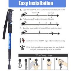 2* Trekking Hiking Poles Nordic Walking Sticks Adjustable Anti-shock Alpenstock