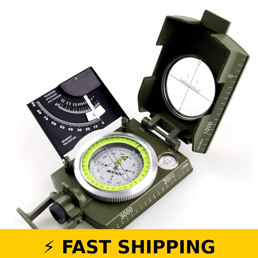 AOFAR AF-4074 Military Compass Waterproof Sighting for Camping & Hiking