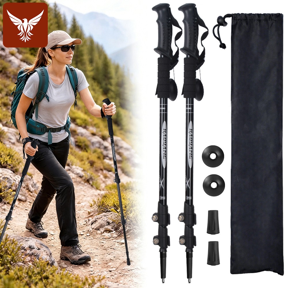 2X Walking Trekking Poles Hiking Sticks Adjustable Alpenstock for Women & Men