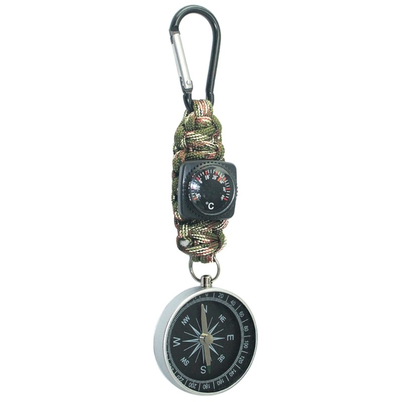 Pocket Snap Hook Compasses Carabiner Thermometer Camping Backpacking Survival