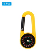 5Pcs Compass, Buckle Compass Keychain Survival Pocket Compass, Yellow