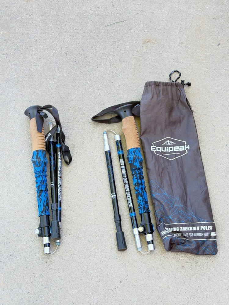 Set of Equipeak Aircraft Grade 7075 Folding Trekking Poles 105-120CM W/Bag…9V