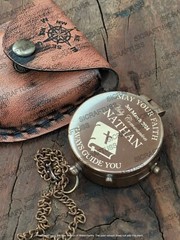 Personalized Holy Communion Baptism Gift – Engraved Pocket Brass Compass Gift