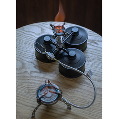 Camping Gas Supply Adapter 3 Canister Inputs 2 Stove Outputs Black Gray
