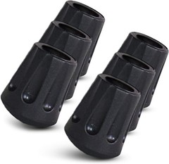 Durable 6-Pack Rubber Hiking Pole Tips with Embedded Metal for Long-lasting Use