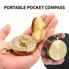 Brass Pocket Compass with Luminous Dial, Golden Vintage Pocket Watch Style 2