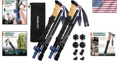 Trek-Z Cork Grip Trekking Poles – Lightweight Folding Sticks