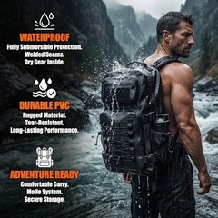 Miramrax Dry Bag Waterproof Backpack 30L Tactical Backpack for Kayaking Black