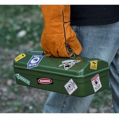 Metal Tool Box Picnic Trips Sturdy Metal Construction Multiple Compartments