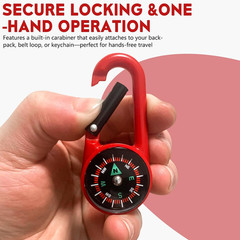 Carabiner Clip on Compass Keychain, Mini Pocket Compass for Hiking, Camping, Fis