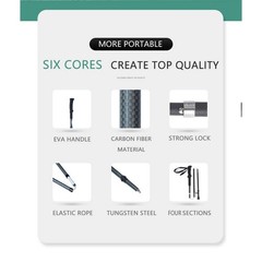 Trekking Poles Carbon Fiber Foldable Ultra Compact Ultralight High Strength
