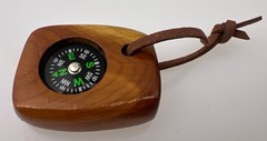 Pocket Compass Fluid Filled Wood With Leather Strap & Box NEW ~ Gift Idea ~