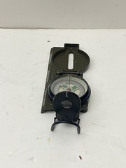 Vintage Lensatic Compass Green Metal Magnifying Lens and Sighting Compass