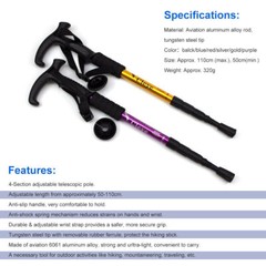 Trekking Poles Walking Hiking Sticks Anti-shock Adjustable Alpenstock