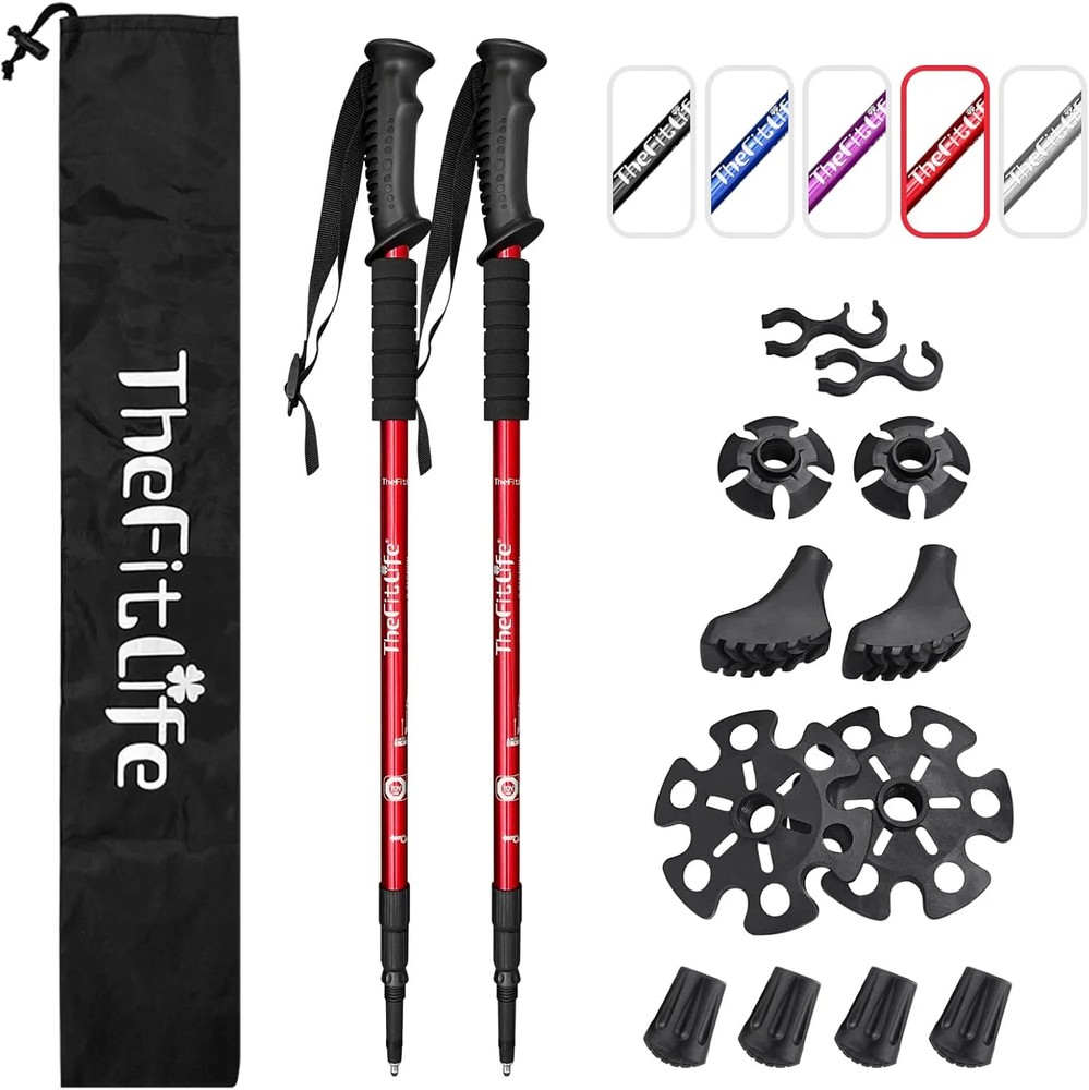 TheFitLife Nordic Walking Trekking Poles – 2 Sticks with Anti-Shock and Quick Lo