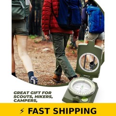 Sportneer Military Lensatic Compass – Waterproof, Shockproof, Army Green