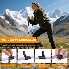 Hiking Trekking Poles, Macaron Colors 2 Pack Anti Shock, Adjustable, Collapsi…