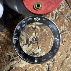 Vintage Japanese Pocket Compass Glass Transparent See Thru Two Sided Japan red