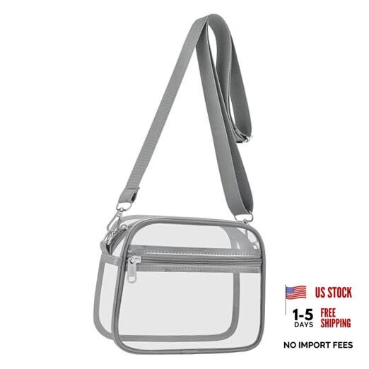 Clear Bag for Stadium Events Clear Sports Fan Handbags Purses with Medium Grey