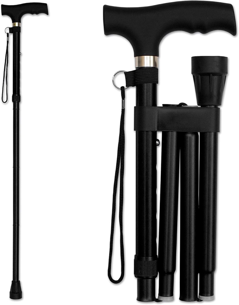 Lightweight Aluminum Folding Cane – Adjustable Height – Collapsible 11″