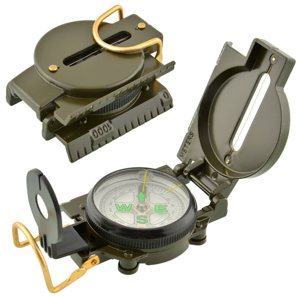 Compass Military Outdoor Camping Army Green Hiking Survival Trip Navigation Tool
