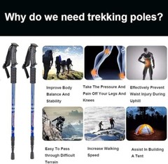 Bastones de trekking para senderismo, paquete de 2 plegables ligeros antigolpes.